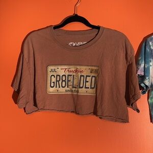 Grateful Dead License Plate Short Sleeve Vintage Vibes Custom Crop Tee OSFM